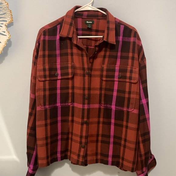 Roots plaid Shacket size large - Picture 2 of 5